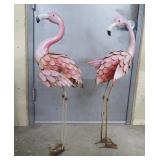 Pair of Vtg. Metal Flamingos - 36' Tall