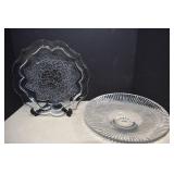 Vtg. Snow Flower Serving Dish & Unusual Glass Bowl