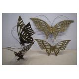 4 MCM Brass Butterflies -2 Are Flat- All Hang