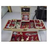 Vtg. Jewelry Box Full Of Vintage To Now Jewelry