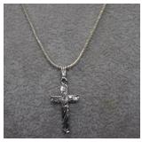 Silver Color Chain & Cross Pendant