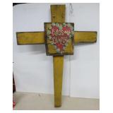 'Bless My Camper' Wooden Cross Sign - 29x22'