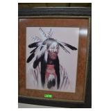 Beautifully Framed Native American Warrior Print