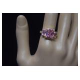 Sterling/Vermeil Ring w/ Pink & Purple Stones
