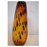 Vtg. Murano Tiger Spot Amber Opaque Glass Vase