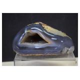 Brazilian Agate Geode With Druzy Crystals Inside
