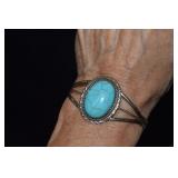 Sterling Navajo Turquoise Cuff Bracelet  Marked Y