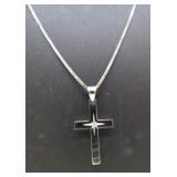 14K White Gold 18' Chain w/Cross Pendant - 3.92gr
