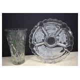 MC 1950's Indiana Glass Frosted Relish Platter &