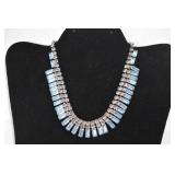 Vintage Blue Baguette Cut Rhinestone Necklace