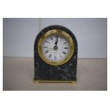 Small Green Marble Mantle/Desk Clock -Working- Has
