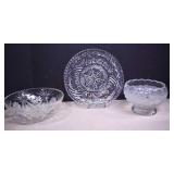 Star Of David Bowl,Crystal Platter & Frosted