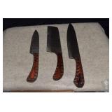 Three Damascuc Stye Orange/Black Handle Kitchen