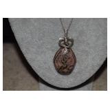 Sterling Italy Chain and Rhodonite Pendant