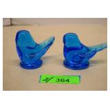 Pair of Vintage Blue Birds of Happiness Signed Leo