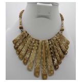 Carved Bone Tribal Style Breastplate Necklace