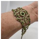 Vtg. VCLM Norstrum Green Rhinestone Bracelet
