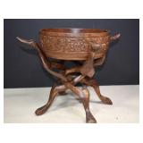 Hand Carved Camel Stand With Carved Wooden Bowl