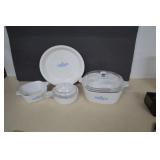 Six Pcs Cornflower Corning Ware Casseroles -NOTE