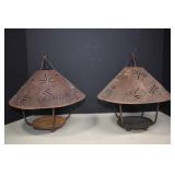 2- Rustic Metal Hanging Dragonfly Candle Lanterns