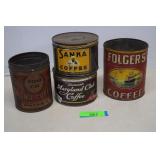 Four Vintage Coffee Cans