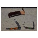 Green/Orange Handle Damascus Style Pocket