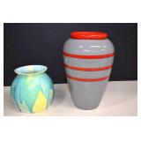 Two Pottery Vases,Smaller One Is Signed