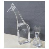 Orrefor's Sweden Crystal Giraffe and Rabbit