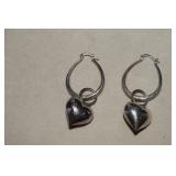 Sterling Hoop Earrings w/ Heart Enhancers