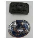 Two 1970's Texas Armadillo and Eagle Buckles