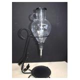 Vintage Etched Wine Aerator On Metal Stand