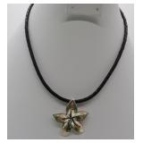 James Avery Sterling Flower Pendant on JA Leather