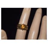 18K GE w/ Tiger Eye Ring  Sz 5