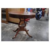 Antique Mersman Lyre Base Oval Mahogany Side