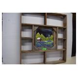 Wood Wall Display w/Hand Painted Mirror 28'x32'