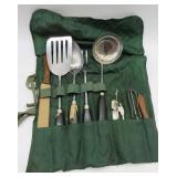 Vtg. EKCO Stainless Roll-Up Utensil Set