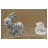 Vtg. Goebel Crystal Chick and Pewter Bunny