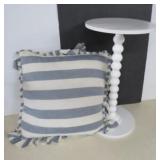 Shabby Chic Petite Plant Stand and Ruffled Pillow