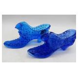 Two Fenton Blue Cat's Head Slippers