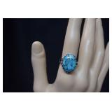 Sterling Turquoise Ring  Marked YS/India  Sz 7-1/2