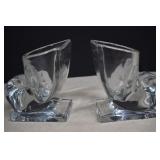 1940's Glass Cornucopia Bookend Vases