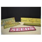 Five Metal Garden Themed Signs