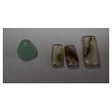 Green Stone and Three Polished Stones