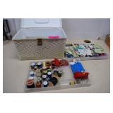 Vintage Sewing Plastic Basket w/Contents