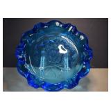 Vintage Indiana Glass Tiara Blue 'Lotus' Ashtray