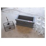 Wood Box Metal Candle Holder Bottle Holder