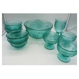 Ten Pieces of Teal Pioneer Woman Glassware