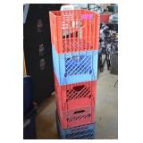 Five Plastic Milk Crates