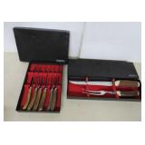 Two NEW Hoffritz Stag Handle Knife Sets - Nice!