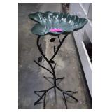 Metal Leaf Bird Bath